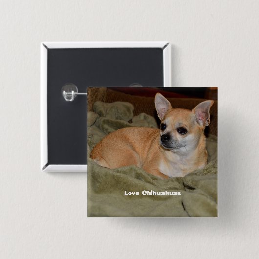 Badge Carré 5 Cm Cute Chihuahua Repose (Devant & derrière)