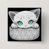 Badge Carré 5 Cm Cute de chat et pointe joueuse à partir d'une poch (Devant)
