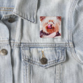 Badge Carré 5 Cm Cute Dog button 8 (En situation)