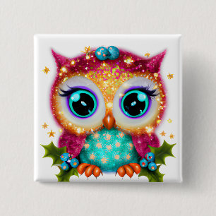 Badge Carré 5 Cm Cute et adorable Kawaii Baby Owl