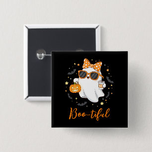 Badge Carré 5 Cm Cute Halloween Ghost Citrouille épice personnalisé