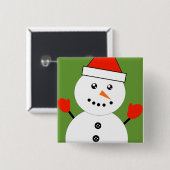 Badge Carré 5 Cm Cute Kawaii Snowman (Devant & derrière)
