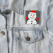 Badge Carré 5 Cm Cute Kawaii Snowman (En situation)