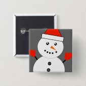 Badge Carré 5 Cm Cute Kawaii Snowman (Devant & derrière)
