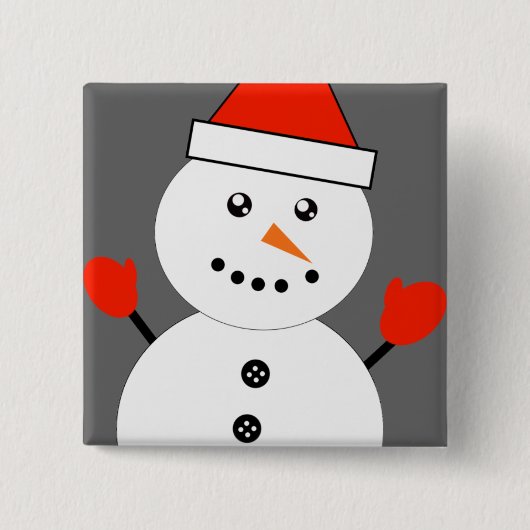 Badge Carré 5 Cm Cute Kawaii Snowman (Devant)
