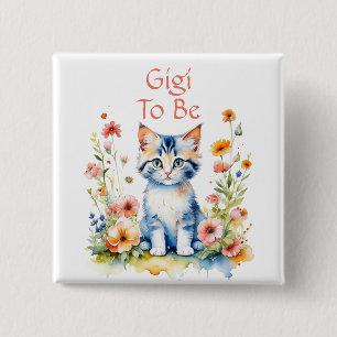 Badge Carré 5 Cm Cute Kitten Theme Gigi à être Baby shower