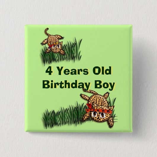 Badge Carré 5 Cm Cute Leopard Safari Anniversaire Magnet d'invitati (Devant)