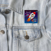 Badge Carré 5 Cm Cute Outer Space Rocket Ship Blast Off Birthday (En situation)