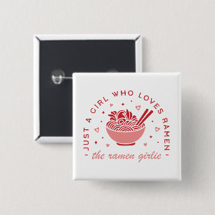 Badge Carré 5 Cm Cute Ramen amoureux juste une fille kawaii rose es