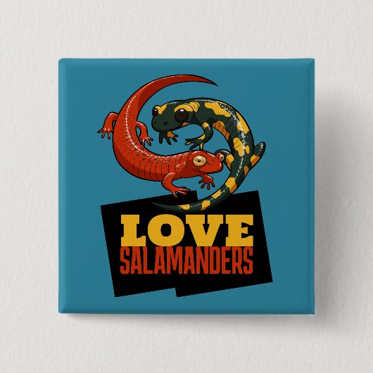 Badge Carré 5 Cm Cute Salamander Love Salamanders Fan Cartoon (Devant)