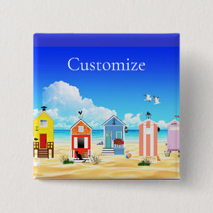Badge Carré 5 Cm Cute Tiny Beach Shacks Thunder_Cove