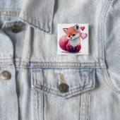 Badge Carré 5 Cm Cute Valentine Fox (En situation)