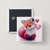 Badge Carré 5 Cm Cute Valentine Fox (Devant & derrière)