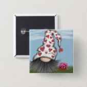 Badge Carré 5 Cm Cute Valentine Gnome (Devant & derrière)