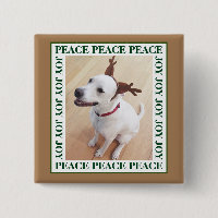 Cute White Reindeer Puppy Dog Peace Joy Brown