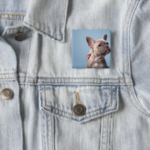 Badge Carré 5 Cm Cutest Baby Animals French Bulldog Pink Bow