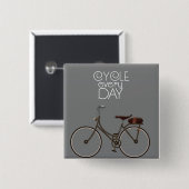 Badge Carré 5 Cm Cycle tous les jours. (Devant & derrière)