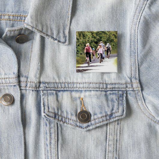 BADGE CARRÉ 5 CM CYCLISME (En situation)