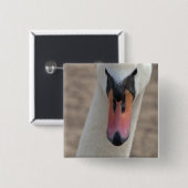 Badge Carré 5 Cm Cygne (Devant & derrière)