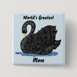 Badge Carré 5 Cm Cygne noir pour la maman