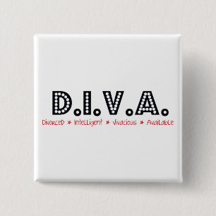 Badge Carré 5 Cm D.I.V.A. Femme Divorcée