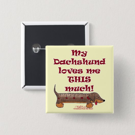 Badge Carré 5 Cm Dachshund Love Meter (Devant & derrière)