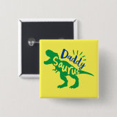 Badge Carré 5 Cm Daddy Saurus T-Rex Silhouette (Devant & derrière)
