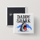 Badge Carré 5 Cm Daddy Shark - Grand Blanc (Devant & derrière)