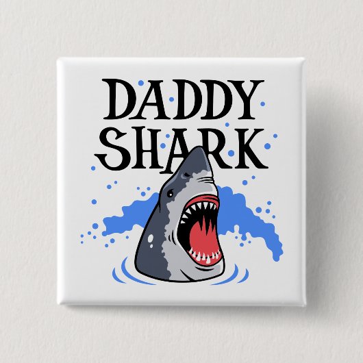 Badge Carré 5 Cm Daddy Shark - Grand Blanc (Devant)