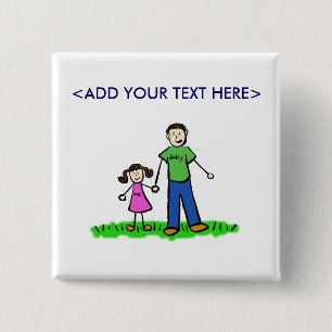 Badge Carré 5 Cm Daddy's Little Girl Button (Brunette)