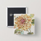 Badge Carré 5 Cm Dahlia orange (Devant & derrière)