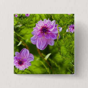Badge Carré 5 Cm Dahlia Rose Fantaisie
