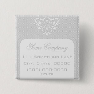 Badge Carré 5 Cm Damas Coeur Gris Et Blanc