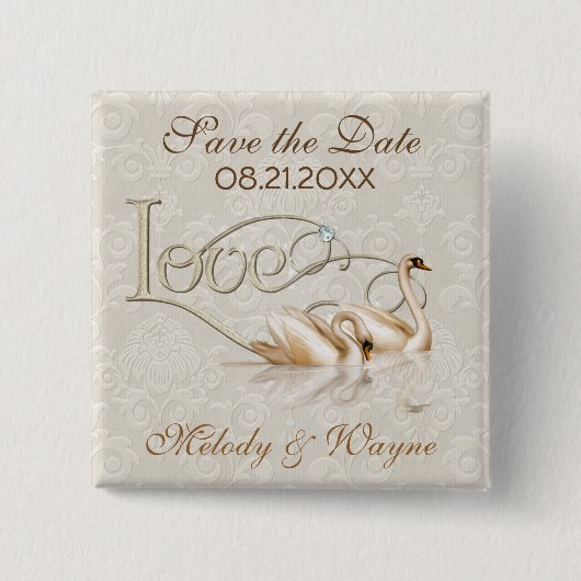 Badge Carré 5 Cm Damask Elegance (Devant)