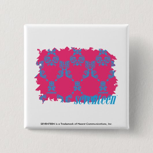 Badge Carré 5 Cm Damassé 3 Aqua-Magenta (Devant)