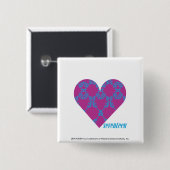 Badge Carré 5 Cm Damassé 4 Aqua-Pourpres (Devant & derrière)