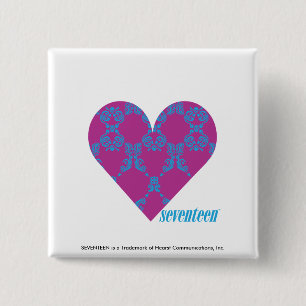 Badge Carré 5 Cm Damassé 4 Aqua-Pourpres