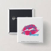 Badge Carré 5 Cm Damassé Aqua-Magenta (Devant & derrière)