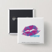 Badge Carré 5 Cm Damassé Aqua-Pourpre (Devant & derrière)