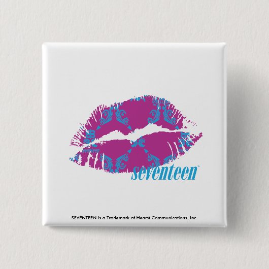 Badge Carré 5 Cm Damassé Aqua-Pourpre (Devant)