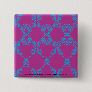 Badge Carré 5 Cm Damassé Aqua-Pourpre