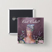 Badge Carré 5 Cm Damassé florale pourpre de Marie Antoinette (Devant & derrière)