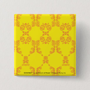 Badge Carré 5 Cm Damassé jaune-orange