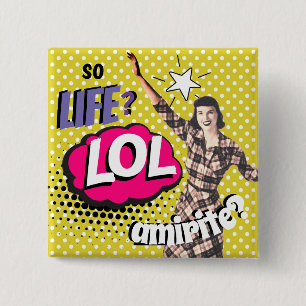 Badge Carré 5 Cm Dame drôle de l'art pop de la bande dessinée rétro