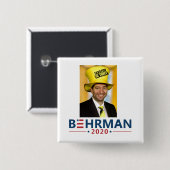 Badge Carré 5 Cm Dan Behrman pour le président 2020 (Devant & derrière)