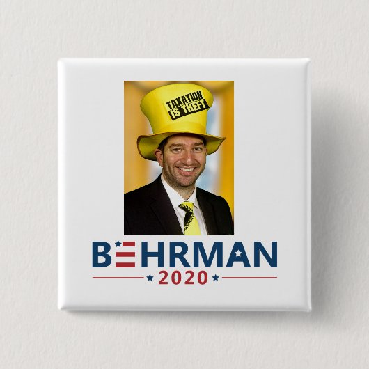 Badge Carré 5 Cm Dan Behrman pour le président 2020 (Devant)