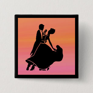 Badge Carré 5 Cm danceurs de soleil couchant tropical