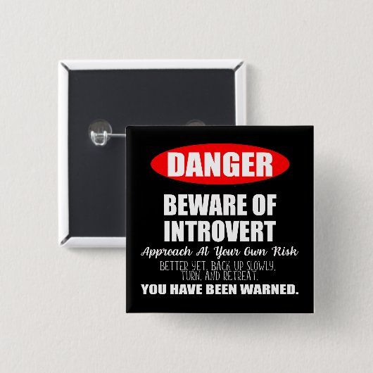 Badge Carré 5 Cm Danger Attention au panneau Introvert (Devant & derrière)
