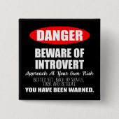 Badge Carré 5 Cm Danger Attention au panneau Introvert (Devant)