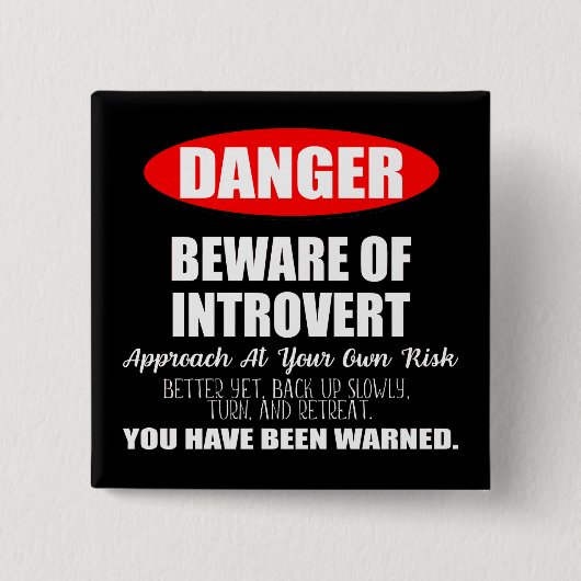 Badge Carré 5 Cm Danger Attention au panneau Introvert (Devant)